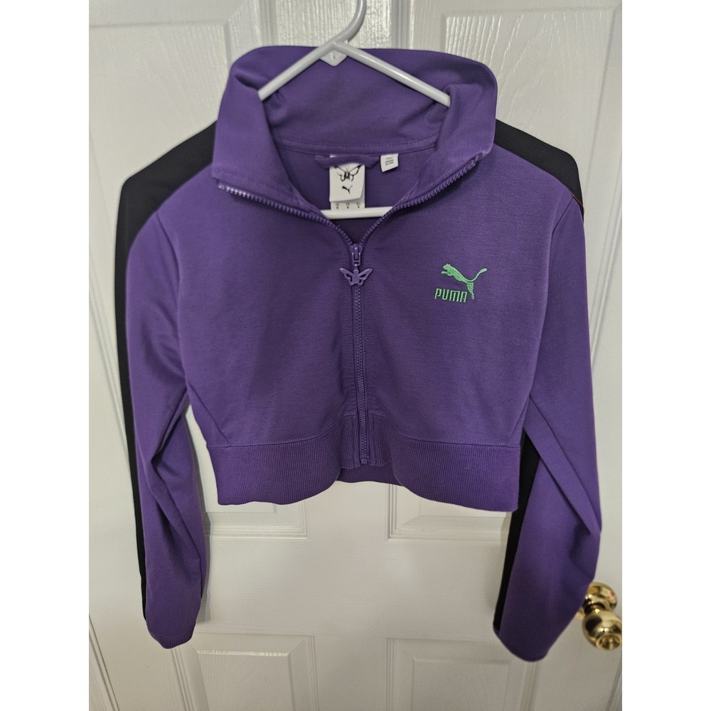 Puma X Dua Lipa T7 Cropped Jacket Purple Black Butterfly Logo Medium